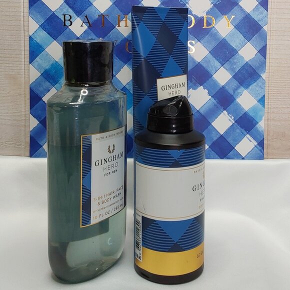 BATH & BODY WORKS 'GINGHAM HERO' 3-PIECE GIFT SET BODY WASH, LOTION & SPRAY MIS - Picture 2 of 16